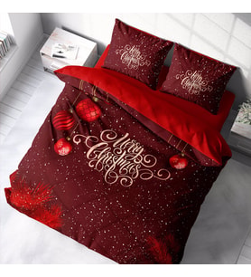 Monohome Yılbaşı Süsü Merry Christmas Çift Kişilik 3D Nevresim Takımı Pamuk (Çok Renkli)