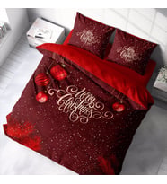 Monohome Yılbaşı Süsü Merry Christmas Çift Kişilik 3D Nevresim Takımı Pamuk (Çok Renkli)