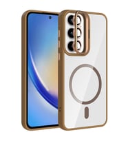 Samsung Galaxy A35 Uyumlu Kılıf Standlı ve Kamera Lens Hediyeli M-Safe Şarj Özellikli Zore Etro Kapak (Gümüş)