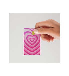 Pembe Kalpli: Romantik pembe kalpli Kart Kaplama Kaliteli Sticker