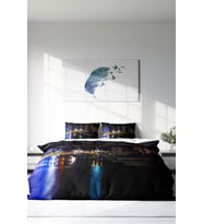 Çift Kişilik ( Lastikli Çarşaflı ) %100 Pamuk Saten Nevresim Takımı Harbor Night