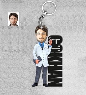 Kişiye Özel İsimli Doktor Erkek Ahşap Anahtarlık-1