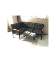 Miami melisa 2+2 Köşe Yön değiştirilebilir Koltuk Takımı Balkon-bahçe-kafe mermerdesen 70x50cm sehpa (Antrasit)
