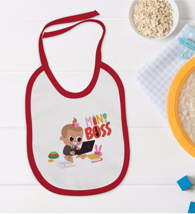 BK Kids Mini Boss Tasarımlı Kırmızı Bebek Mama Önlüğü-1