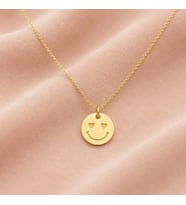 Kişiye Özel Kalpli Gülen Yüz Emoji Kolye 925K Gümüş (Gold)