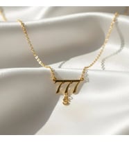 Kişiye Özel 925 Ayar Gümüş Tasarım Melek Numarası Sallantılı Harf Kolye (Gold)