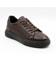 Growish GD0110 Hakiki Deri Yüksek Taban Modern Örgün Desen Yüksek EVA Taban Sneaker Ayakkabı