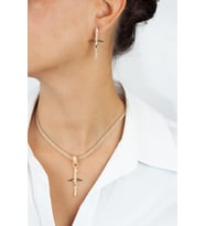 Baget Zirkon Taşlı Melek Kanatlı Kolye Küpe Set