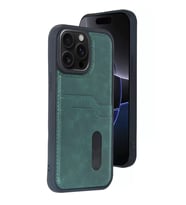 İphone 14 Sara Kartvizitli Deri - Koyu Yeşil