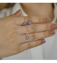 Nazar Boncuğu Tasarımlı 925 Ayar Gümüş Şans Kolyesi Rose