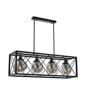AVONNI AV-60127-4Y-BSY Siyah Boyalı Modern Avize E27 Metal Cam 80x25cm