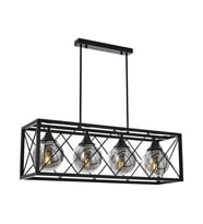 AVONNI AV-60127-4Y-BSY Siyah Boyalı Modern Avize E27 Metal Cam 80x25cm