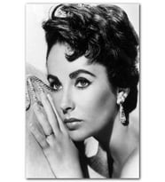 Cakatablo Elizabeth Taylor Küpe Siyah Beyaz Fotoğraf MDF Tablo