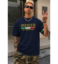 Erkek Regular Baskılı Tişört Mexico Yazılı %100 Pamuk Rahat Kesim T-Shirt