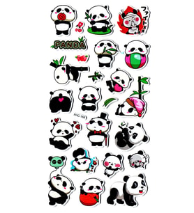 Sticker Kabartmalı Stiker Çıkartma Etiket (XHC168)-18x9 cm- Sevimli Komik Panda