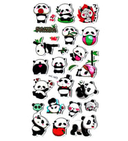 Sticker Kabartmalı Stiker Çıkartma Etiket (XHC168)-18x9 cm- Sevimli Komik Panda