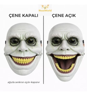 Hareketli Çene Mekanizmalı Korku Maskesi Yeşil
