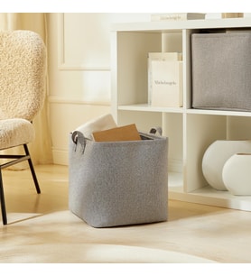 Ocean Home Textile Antrasit Renk Dokulu Kumaş Sepet 30 x 30 x 30 cm