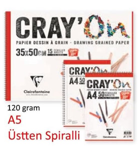 Clairefontaine Cray'On Çizim Blok A5 Üstten Spiralli 120 gr. 50 Yaprak 