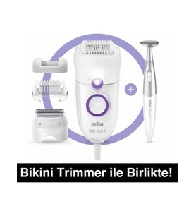 Braun Silk-épil 5 5825 3'ü 1 Arada Kablolu Kuru Kullanım Epilatör Taşıma Çantası, 3 Ek Ataşman + Bikini Trimmer