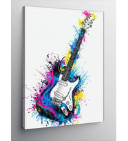 Kanvas Tablo Splash Tarzı Elektro Gitar