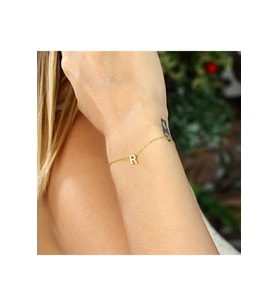 AZURİS 925 AYAR GÜMÜŞ ÜÇ BOYUTLU HARF BİLEKLİK (Gold)