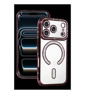 Newface İphone 18 Pro Max Joke Simli Magneticsafe Kılıf - Bordo