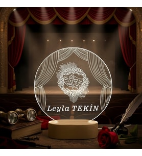 KİŞİSELLEŞTİRİLEBİLİR Tiyatrocu Temalı 3D LED Lamba Sanat Hediyesi (Şeffaf)