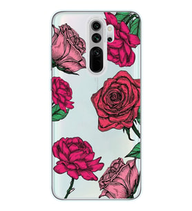 Redmi Note 8 Pro Uyumlu Gül Desenli Şeffaf Telefon Kılıfı