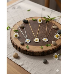 925 Ayar Papatya Silver papatya kolye.rose.gold.rodaj