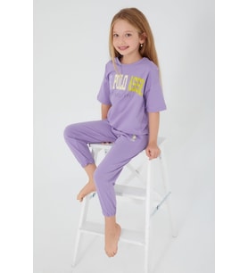 U.S. Polo Assn 1418 Garson Sea Blue Kız Çocuk Kısa Kol Pijama Takım