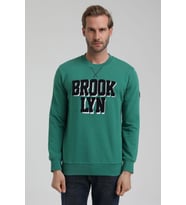 New World Polo Bisiklet Yaka Yeşil Slim Fit Sweatshirt 22FWM60120