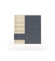 Hyperion Dolap 14 Raflı 4 Çekmeceli 4 Kapaklı 220x44x243 Aytaşı-Antrasit/Antrasit