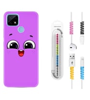 Realme C11 C21 C21Y C25Y C11 2021 Kılıf Kablo Koruma Spiral Silikon Purple Sweety 1717