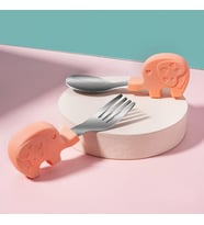 Valkyrie Bebek Filli Yemek Kısa Saplı Çocuk Paslanmaz Çelik Çatal Kaşık Pembe
