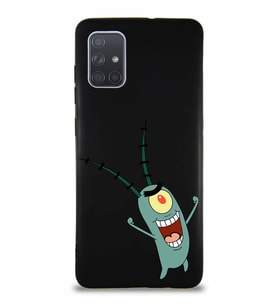 Samsung Galaxy A71 Soft Premier Kapak Plankton Tasarımlı Silikon Kılıf - Siyah (Şeffaf)
