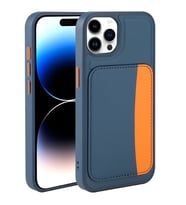 Apple iPhone 15 Pro Max Uyumlu Kılıf Kartlıklı Zore X-Kart Silikon Kapak (Lacivert)