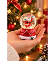 LED Işıklı Noel Baba Kar Küresi 7 cm Mini Yılbaşı Dekoratif Biblo 2027 Yeni Yıl Hediyesi
