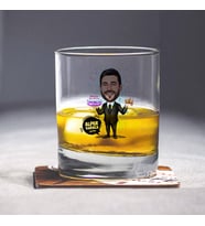 Kişiye Özel Doğum Günü Erkeği Karikatürlü Viski Bardağı