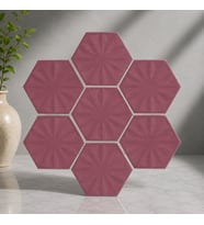 Armada Çini 15x17 Cm Yapraklı Koyu pembe Altıgen Çini Seramik