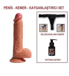 LilituShop 22 cm Belden Bağlamalı Çift Katmanlı Realistik Dildo Penis Set