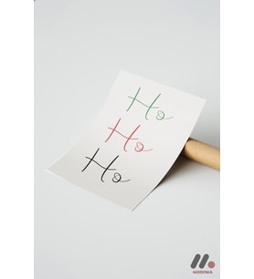 Ho Ho Ho Yılbaşı Tipografi, Çerçevesiz Yüksek Kalite Duvar Afişi - Hediyelik