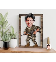 BK Gift Kişiye Özel Asker Karikatürlü 3D Ahşap Tablo, Sevgiliye Hediye, Arkadaşa Hediye, Yıl Dönümü Hediyesi, Doğum Günü Hediyesi-1
