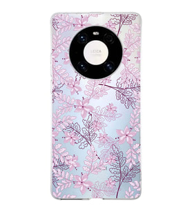 Huawei Mate 40 Pro Uyumlu Kapak Floral Pudra Tasarımlı Şeffaf Silikon Kılıf