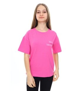 Toontoy Kız Çocuk Baskılı Tişört (Koyu Mor)