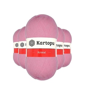 5 Adet Kristal Çift Katlı El Örgü Lif İpi Pembe K774 - kartopu mudanis