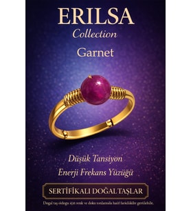 Sertifikalı Düşük Tansiyon Enerji Yüzüğü – Lal Garnet Taşı Ayarlanabilir Gold İnce Kasa Koç Aslan (Çok Renkli)