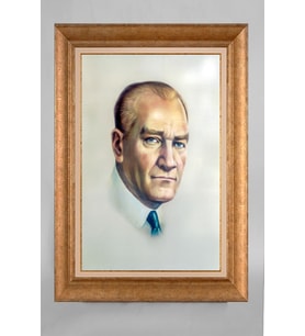Altın Varaklı Paspartulu Çerçeveli Atatürk Tablo nt1205