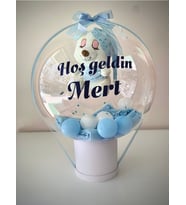 Kişiye Özel Hoş Geldin Bebek Balon Kutusu – Mavi
