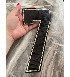 23X11 CM ÜTÜ İLE YAPIŞAN PUL PAYETLİ 7 RAKAMI ARMA APLİKE DİKİŞ AKSESUARI